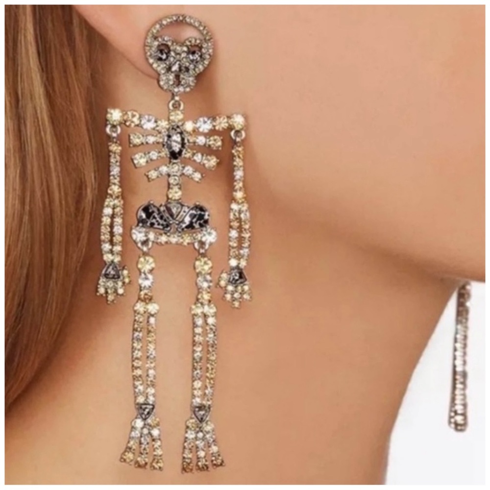 BAUBLEBAR • Halloween Bones Skeleton Crystal Statement Earrings - Picture 3 of 6